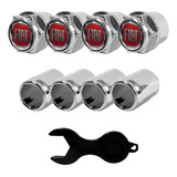 Kit Tampa Capinha Tampa Capa Válvula Bico Pneu Cromado Fiat