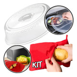 Kit Tampa Protetora Para Alimentos E Saco Bolsa Microondas