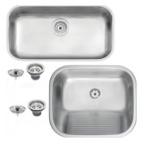 Kit Tanque 50x40 Tramontina Inox Fosco Cuba Prime 56x34x17 Cor Inox Fosco acetinado