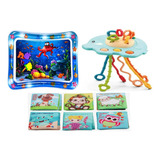 Kit Tapete Água Inflável Chocalho Montessori 2 Livros