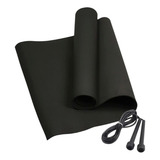 Kit tapete De Eva Academia pilates yoga 120x50cm corda Pvc Cor Preto