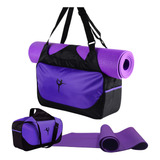 Kit Tapete De Yoga Antiderrapante E Bolsa P Transporte Roxo