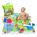 Kit Tapete Esteira Térmico Com Baldinho Grande De Praia Bebe