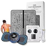 Kit Tapete Massageador De Pés Mini Massageador De Costas EMS Fisioterapia Choque Massagem Portátil Painel LED