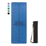 Kit Tapete Yoga Pu Alinhamento Bolsa Porta Mat Impermeável