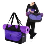 Kit Tapete Yoga Pvc E Bolsa Impermeável Para Transporte Roxo