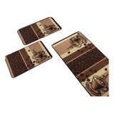 Kit Tapetes Passadeiras Pra Cozinha 3 Peças Estampado Macio