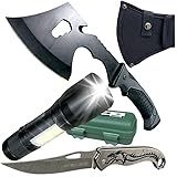Kit Tático Machadinho De Aço- Lanterna Tática E Canivete Dobrável - Equipamento Completo Para Sobrevivência- Camping- Caça- Pesca- Resgate- Emergências E Aventura Ao Ar Livre
