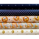 Kit Tecido Tricoline 5 Estampas 40x75cm Menino
