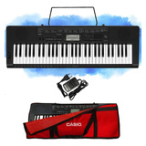 Kit Teclado Casio Ctk 3500 Musical 5 8 Com Capa Vermelha