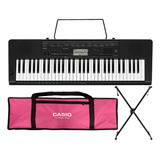 Kit Teclado Casio Ctk 3500 Musical 5 8 Completo Rosa