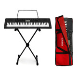 Kit Teclado Casio Musical Ctk3500 5/8 Completo Capa Vermelha