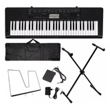 Kit Teclado Casio Profissional C suporte Pedal Capa