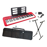 Kit Teclado Ct s200 Vermelho Bag Suporte E Pedal