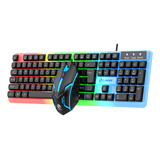 Kit Teclado E Mouse Gamer Semi Mecanico 1000dpi Led Luminoso