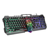 Kit Teclado E Mouse Gamer Semi Mecanico 1600dpi Led Luminoso