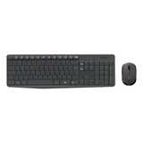 Kit Teclado E Mouse Logitech Sem Fio Mk235 Com Conexão Usb Cor Preto