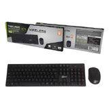 Kit Teclado E Mouse Sem Fio Conexão Usb 2 4ghz Abnt2 Preto
