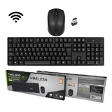 Kit Teclado E Mouse Sem Fio Conexão Usb 2 4ghz Abnt2 Preto