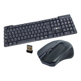 Kit Teclado E Mouse Sem Fio Wireless 2 4g Slim Cor Preto Inova