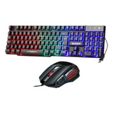 Kit Teclado Gamer Iluminado Rgb Mouse Gamer 3200dpi 7 Botões