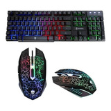 Kit Teclado Gamer Luminoso Mouse Led Usb 2400 Dpi Gamer
