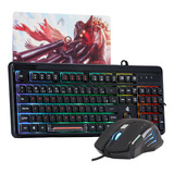 Kit Teclado Gamer Rgb Multimidia Abnt2 Mouse 7 Botões Usb Pc