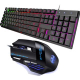 Kit Teclado Gamer Semi Mecanico Led