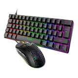 Kit Teclado Mecânico Mouse Gamer 6400 Dpi 6 Botões Com Switch Bluecom Led Rgb Usb Luuk Young T60 Cor Preto