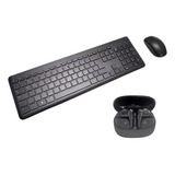 Kit Teclado Mouse Dell Km3322w Abnt Fone Bluetooth Cor Preto
