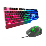 Kit Teclado Mouse Gamer Usb Rgb Colorido Resistente À Água