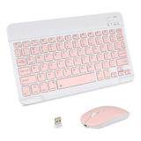 Kit Teclado Mouse Para Galaxy Tab A A7 Lite S7 iPad 7 8 9 Cor Rosa