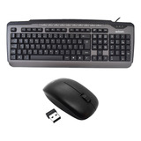 Kit Teclado Multimídia Bk 170m Mouse Sem Fio 2 4ghz Ms s22 Cor De Teclado Preto Idioma Português Brasil