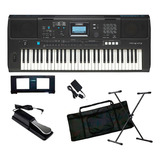 Kit Teclado Musical Arranjador Yamaha Psr E 473 Com Fonte