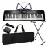 Kit Teclado Musical Bravo Bp399 Bluetooth Usb 61 Teclas Sensitivas Capa Pedal Sustain Suporte Completo - Preto