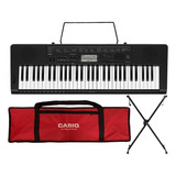 Kit Teclado Musical Casio Ctk3500 Completo Capa Vermelha