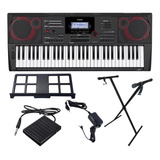 Kit Teclado Musical Casio Ctx Teclas Sensitiva Suporte Pedal