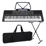 Kit Teclado Musical Estudante Iniciante 5 8 Capa Suporte