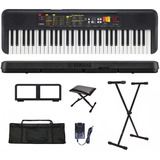 Kit Teclado Musical Yamaha Psr f52 61 Teclas Preto