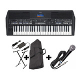 Kit Teclado Musical Yamaha Psr Sx600 Microfone Capa Suporte