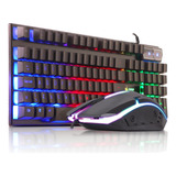 Kit Teclado Semi Mecânico Gamer Mouse 3200dpi Led Luminoso
