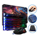 Kit Teclado Semi Mecânico + Mouse 2400 Dpi + Mouse Pad