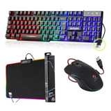 Kit Teclado Semi mecânico Mouse Gamer 6400 Dpi Mouse Pad