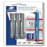 Kit Técnico Artístico Staedtler 308 SBK3P 3 Canetas Pigment Liner Lápis Mars Luminograph 2B Borracha Apontador