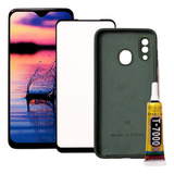 Kit Tela Compatível Galaxy A20 Aro Case Cola Película