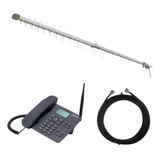 Kit Telefone De Mesa Rural Dual Chip Quadriband Cabo 15m