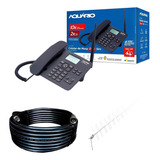 Kit Telefone De Mesa Rural Dual Chip Quadriband Cabo 20m
