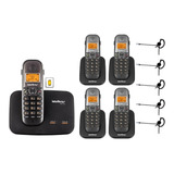Kit Telefone Fixo Sem Fio 2 Linhas Com 4 Ramal Bina Headset