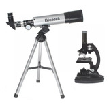 Kit Telescópio Astronômico 50mm Microscópio 300x Até 1200x