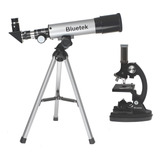 Kit Telescópio Astronômico 50mm Microscópio 300x Até 1200x